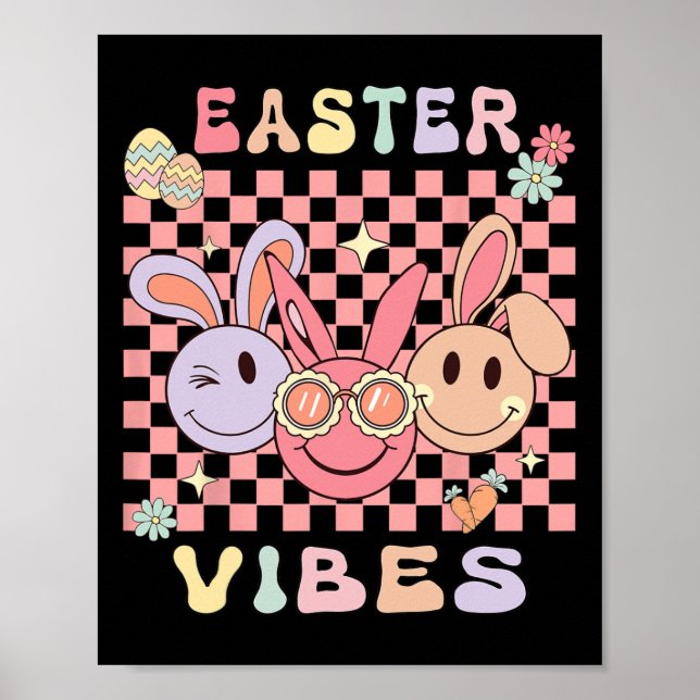 Happy Oaster Vibes Bunnies Kindermädchen Poster (Vorne)
