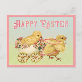 Happy Oaster Vintag Chicks Postkarte