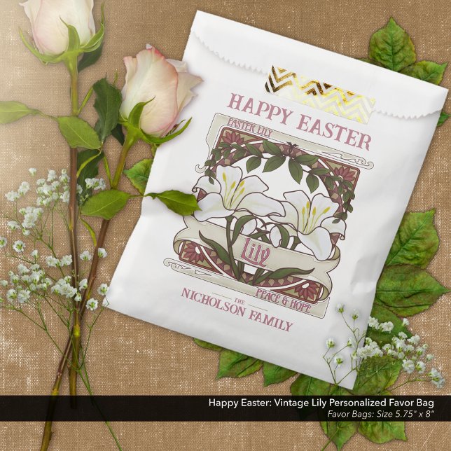 Happy Oaster: Vintag Lily Personalisiert Geschenktütchen (Happy Easter Favor Bag: Vintage Lily Design Personalized with Your Name.
)