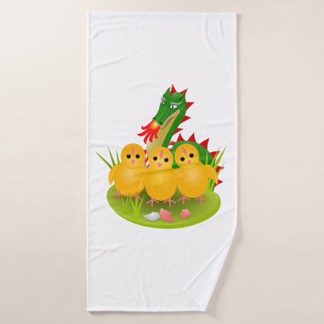 Happy Oaster von drei Küken und Dragon von Mons Badehandtuch (Badehandtuch)