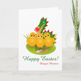 Happy Oaster von drei Küken und Dragon von Mons Feiertagskarte