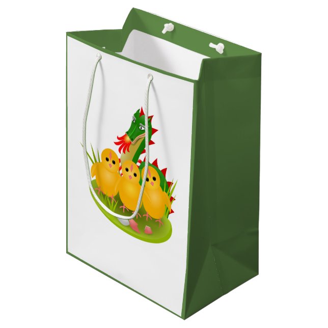 Happy Oaster von drei Küken und Dragon von Mons Mittlere Geschenktüte (Vorderseite Schrägansicht)