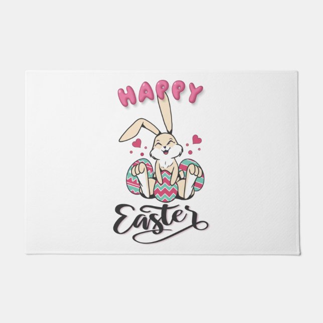 Happy Oaster von schönem Osterhase Fußmatte (Vorderseite)