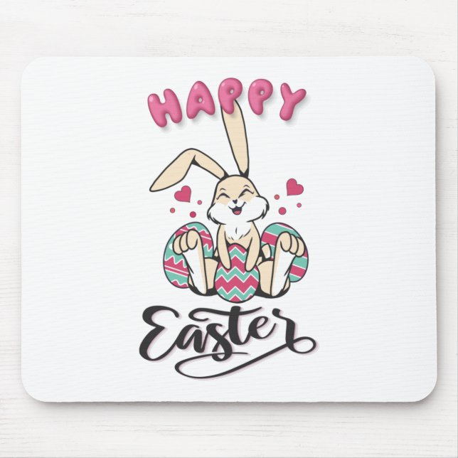 Happy Oaster von schönem Osterhase Mousepad (Vorne)