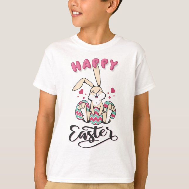 Happy Oaster von schönem Osterhase T-Shirt (Vorderseite)