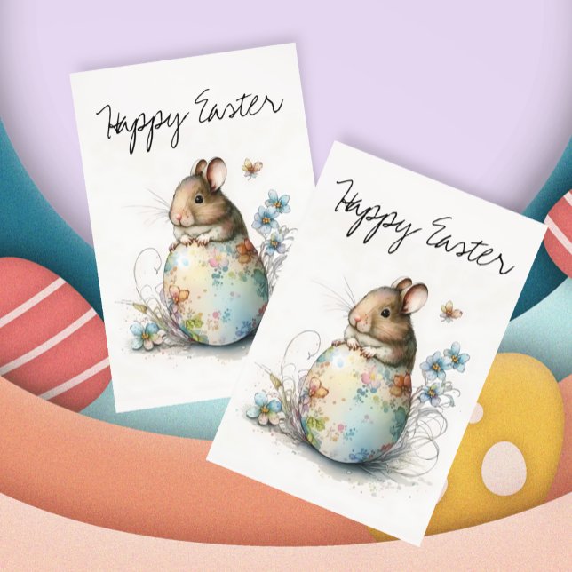 Happy Oaster Watercolor Baby Mouse Postkarte (Von Creator hochgeladen)