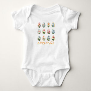 Happy Oaster Watercolor Blumeneier Baby Strampler