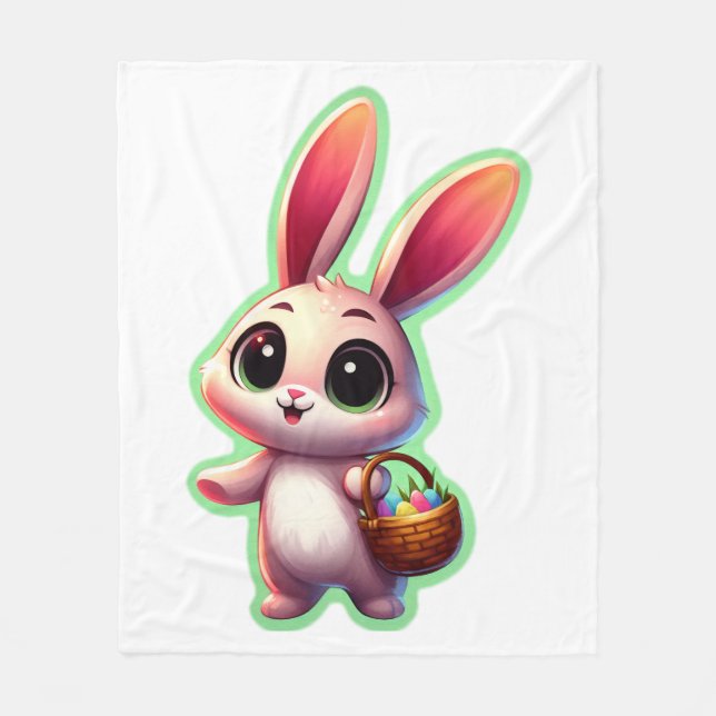 Happy Oaster Watercolor Bunny Fleecedecke (Vorderseite)