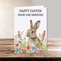 Happy Oaster Watercolor Bunny in Blume Familie
