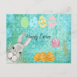 Happy Oaster Watercolor Bunny mit Eiern Feiertagspostkarte