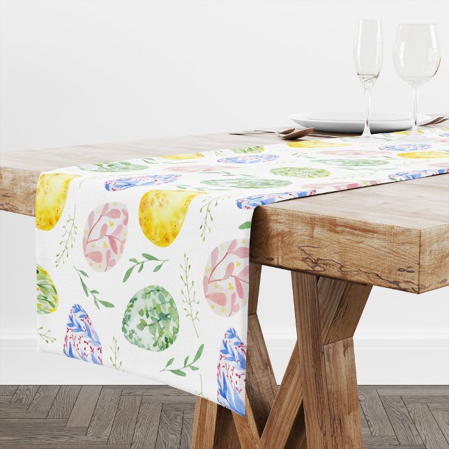 Happy Oaster Watercolor Eggs Großer Tischläufer (Von Creator hochgeladen)