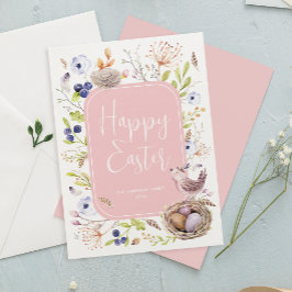 Happy Oaster Watercolor Flat Holiday Card Feiertagskarte