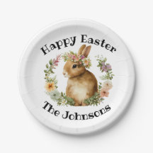 Happy Oaster Watercolor Retro Ostern Bunny Floral