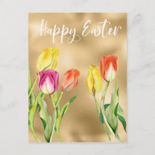 Happy Oaster Watercolor Tulip Floral Postkarte