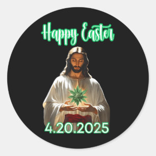 Happy Oaster Weed Oster Jesus 2025 Runder Aufkleber