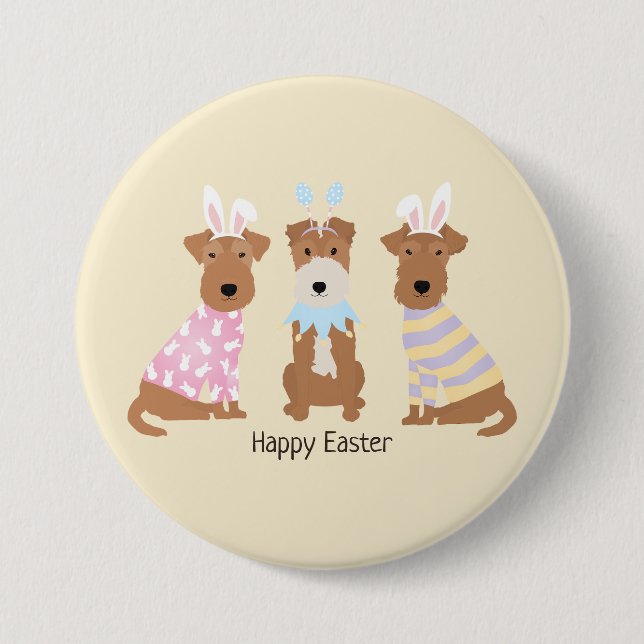 Happy Oaster Welsh Terrier Dogs Button (Vorderseite)