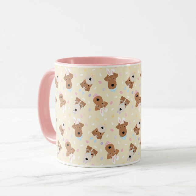 Happy Oaster Welsh Terrier Dogs Tasse (Vorderseite Links)