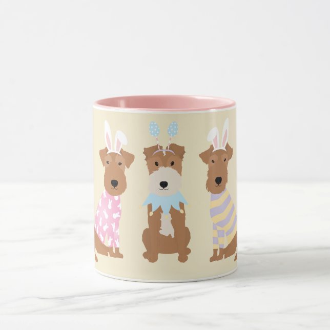 Happy Oaster Welsh Terrier Dogs Tasse (Zentrum)