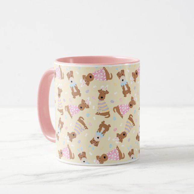 Happy Oaster Welsh Terrier Dogs Tasse (Vorderseite Links)
