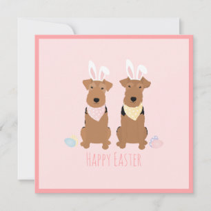 Happy Oaster Welsh Terriers Dogs Bunny Ears Karte