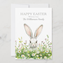 Happy Oaster White Bunny Florals Personalisiert Feiertagskarte