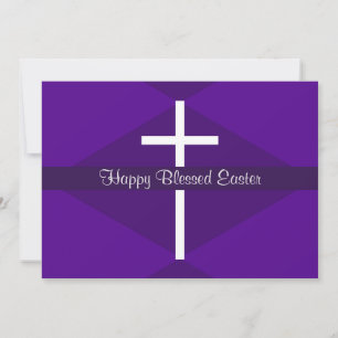 Happy Oaster White Cross Lila Christlich Feiertagskarte