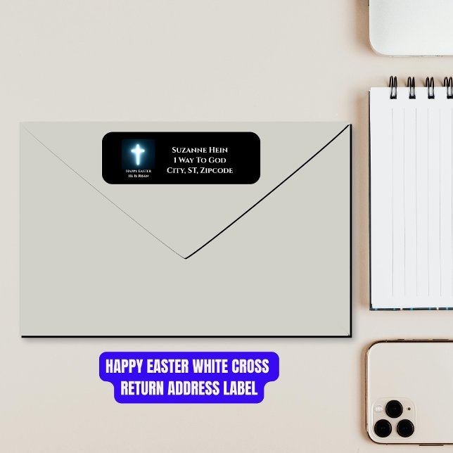 Happy Oaster White Cross Rücksendeadresse (Happy Easter White Cross Return Address Label)