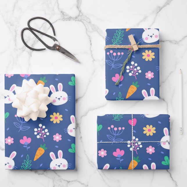 Happy Oaster White Liebe Rabbit Geschenkpapier Set (Vorderseite)