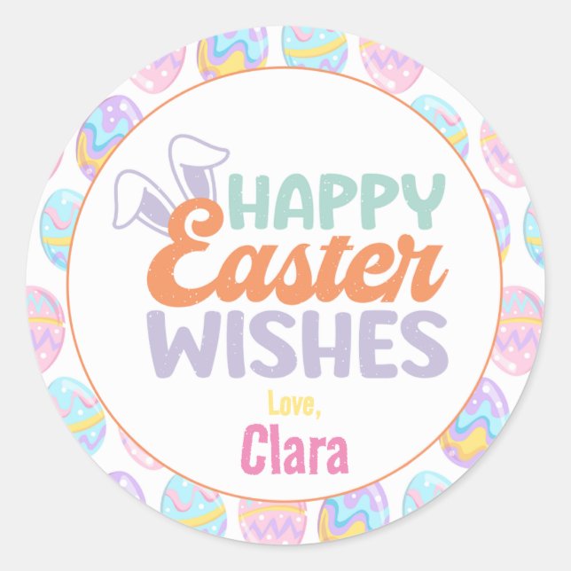 Happy Oaster wünscht Pastel Classic Round Sticker (Vorderseite)