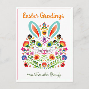 🐰 Happy Oaster (Wycinanki) anpassbar Postkarte