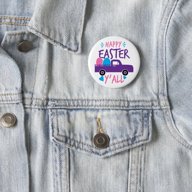 Happy Oaster Y'all Modern Egg Truck Classic Button (Beispiel)