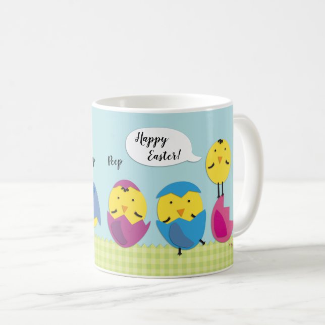 Happy Oaster Yellow Chicks Name Tasse (VorderseiteRechts)