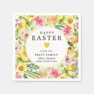 Happy Oaster Yellow Daffodil Heart Serviette