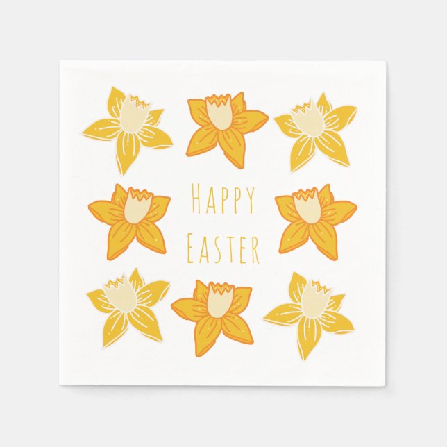 Happy Oaster Yellow Daffodil Serviette (Vorderseite)