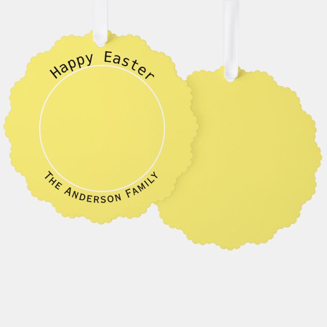 Happy Oaster Yellow Foto Dekoration Ornament Karte (Vorderseite/Rückseite)