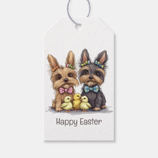 Happy Oaster Yorkshire Terrier Dogs Geschenkanhänger (Vorderseite)