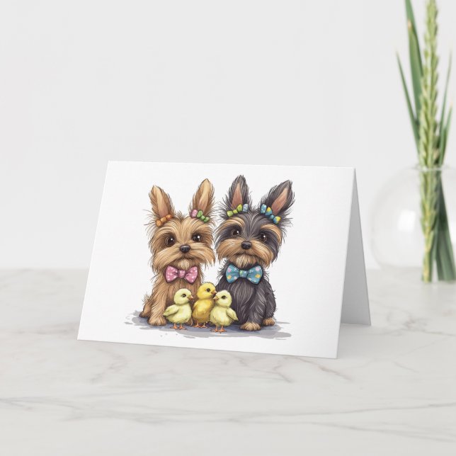 Happy Oaster Yorkshire Terrier Dogs Karte (Vorderseite)