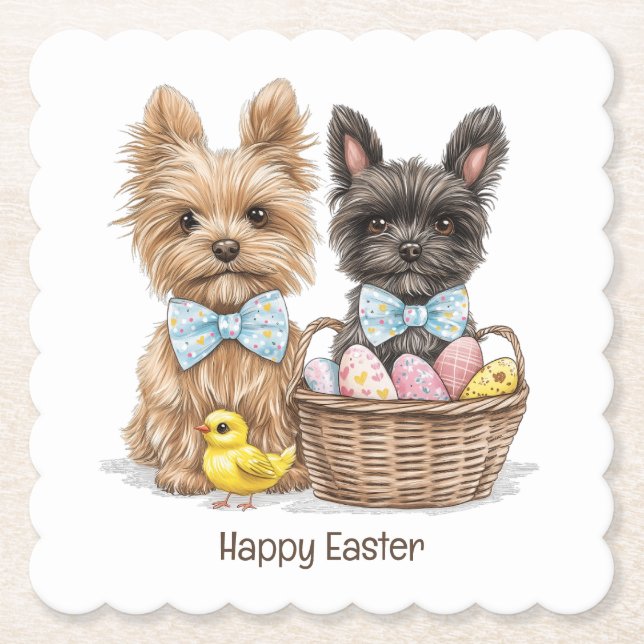 Happy Oaster Yorkshire Terrier Dogs Untersetzer (Vorderseite)