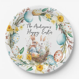 Happy Oaster zwei Banns und blumengeschmückte Oste Pappteller