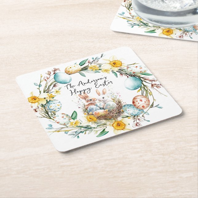 Happy Oaster zwei Banns und blumengeschmückte Oste Rechteckiger Pappuntersetzer (angewinkelt)