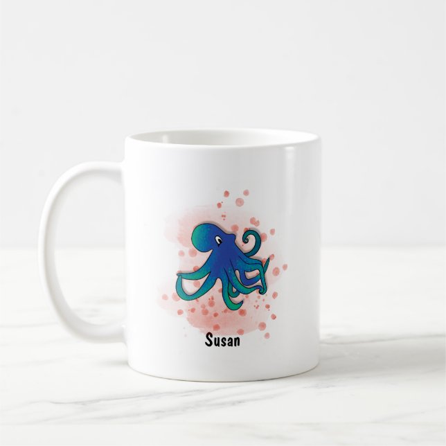 Happy Octopus Aquarell Kaffeetasse (Links)