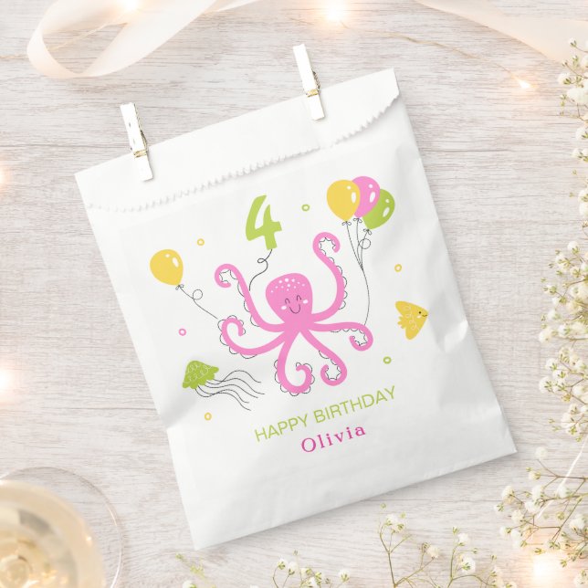 Happy Octopus Geburtstag Geschenktütchen (Ausgeschnitten)