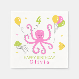 Happy Octopus Geburtstag Serviette