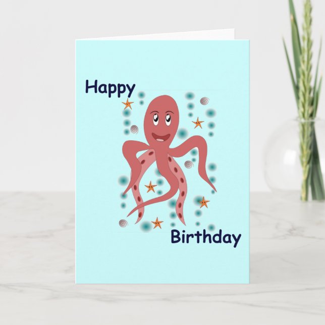 Happy Octopus Happy Birthday Karte (Vorderseite)