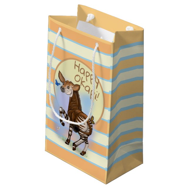 Happy Okapi! Kleine Geschenktüte (Rückseite Schrägansicht)