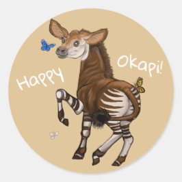 Happy Okapi! Runder Aufkleber