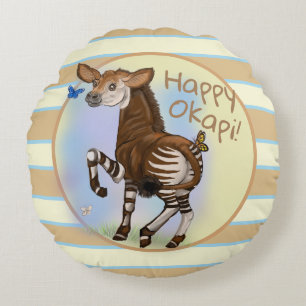 Happy Okapi! Rundes Kissen
