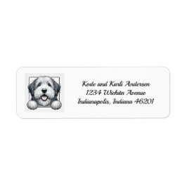 Happy Old English Sheepdog Rücksendeadresse Label