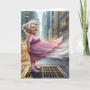 Happy Old Lady on a Street Vent Karte