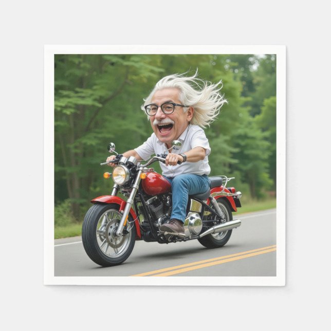 Happy Old Man on a Motorrad Serviette (Vorderseite)